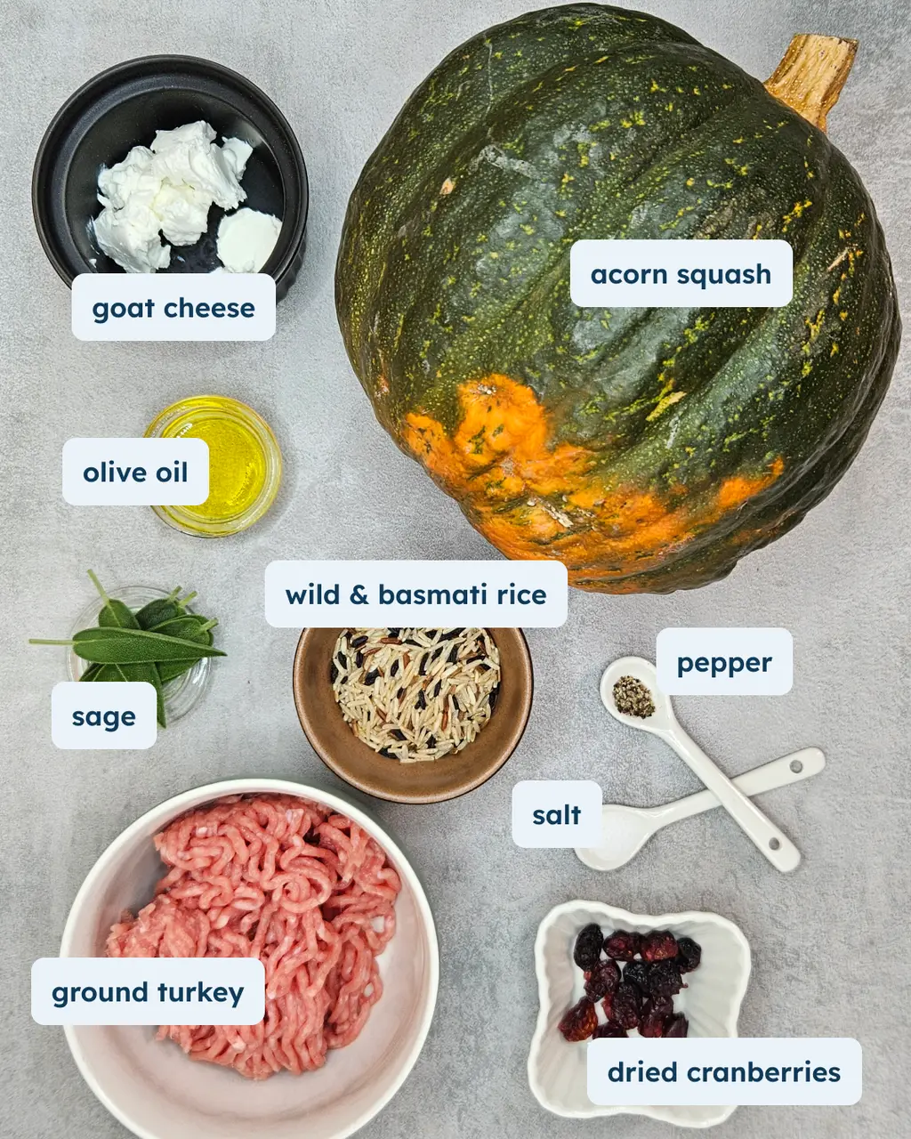 Turkey and Wild Rice-Basmati Stuffed Squash with Cranberries, alternate view