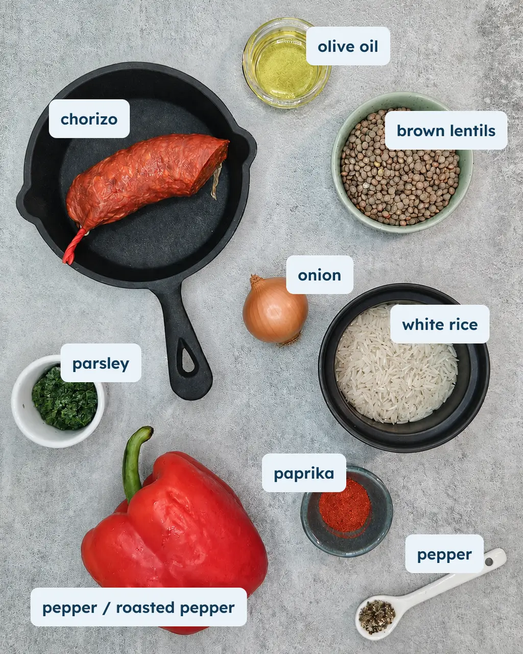 Chorizo and Lentil Rice with Roasted Red Pepper, alternate view