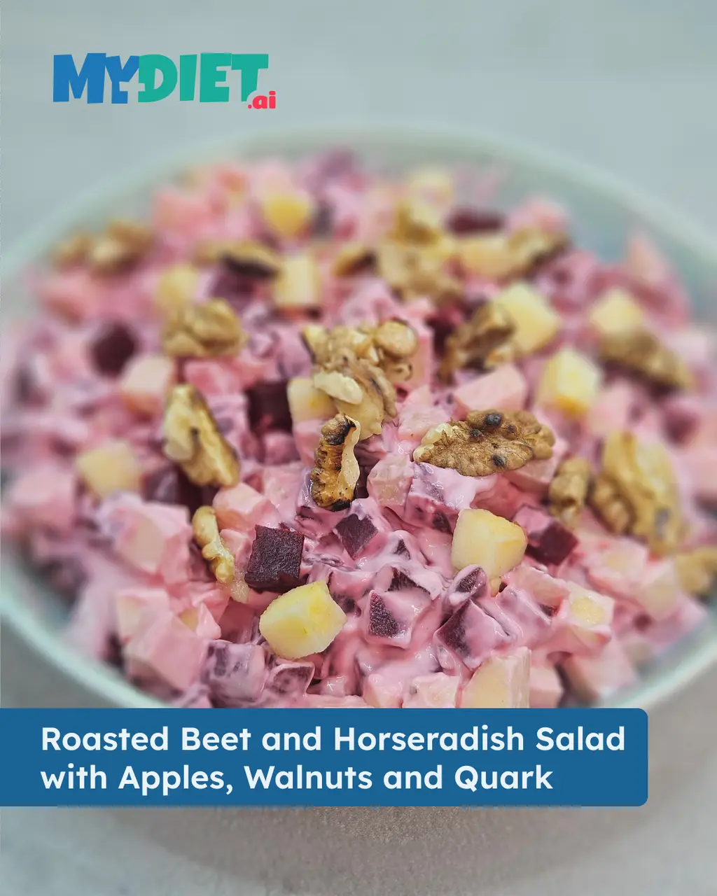Roasted Beet and Horseradish Salad with Apples, Walnuts and Quark