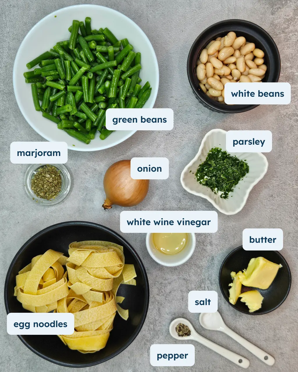 Carinthian Noodle and Bean Skillet with Herbs and Vinegar, alternate view
