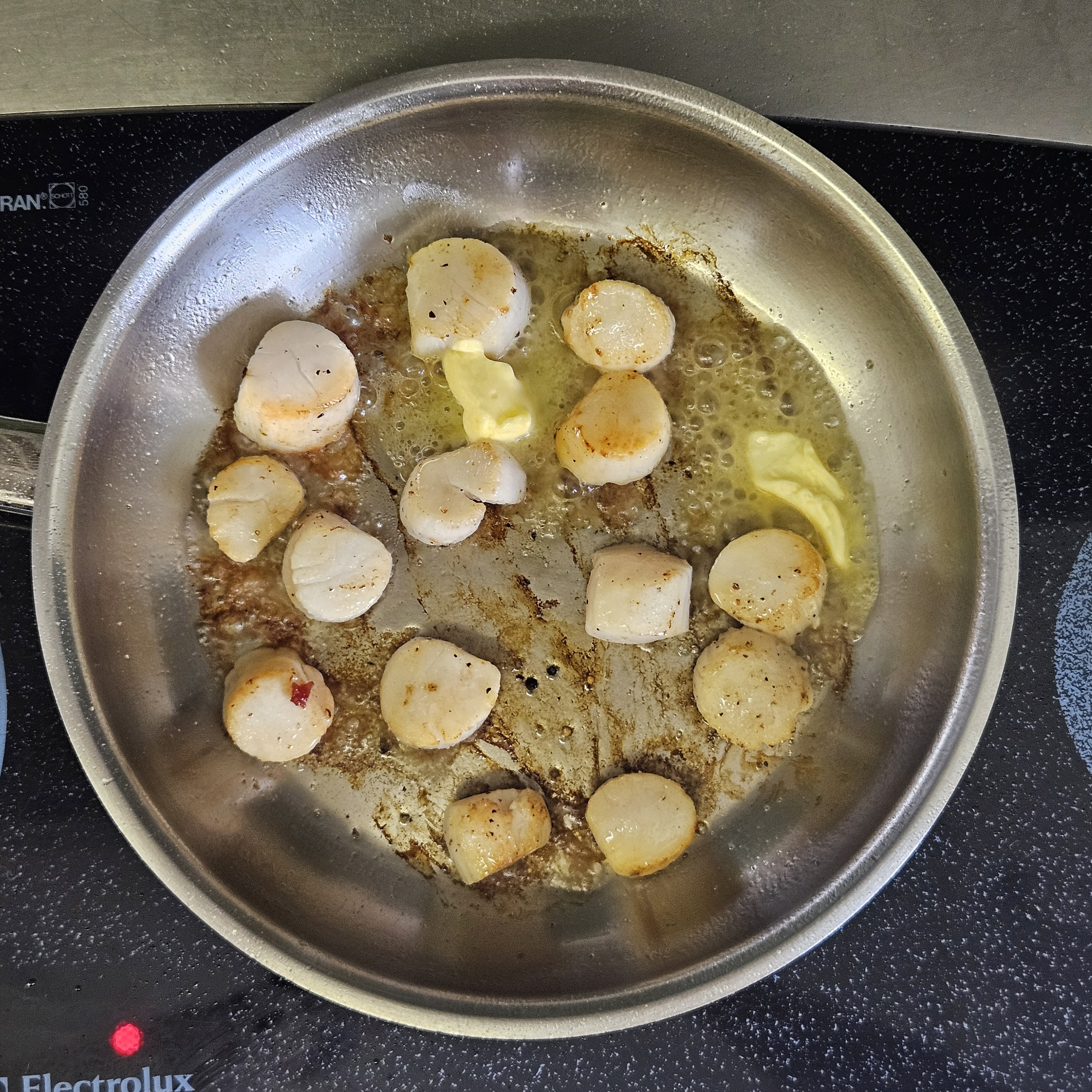 Step 5 of Isle of Man Queenie Scallops with Bacon, Pea Puree, and Lemon Butter