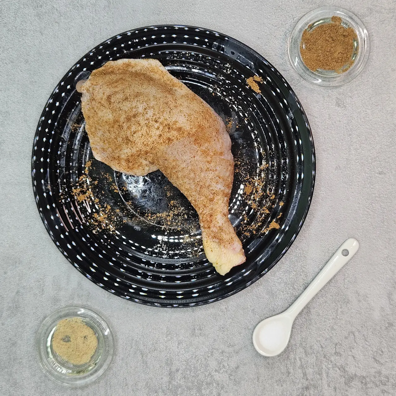 Step 1 of Hakka Salt-Baked Chicken Thigh with Scallion Ginger Dip