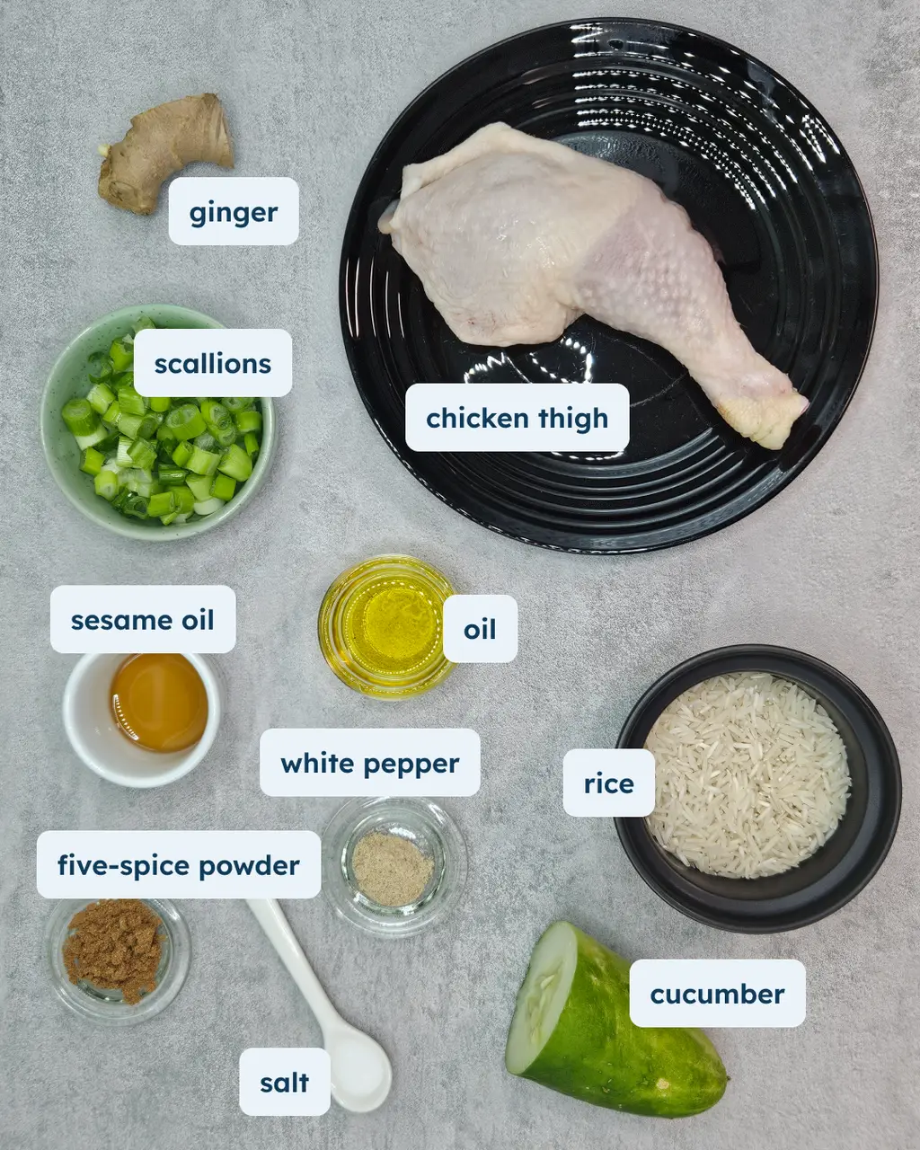 Hakka Salt-Baked Chicken Thigh with Scallion Ginger Dip, alternate view