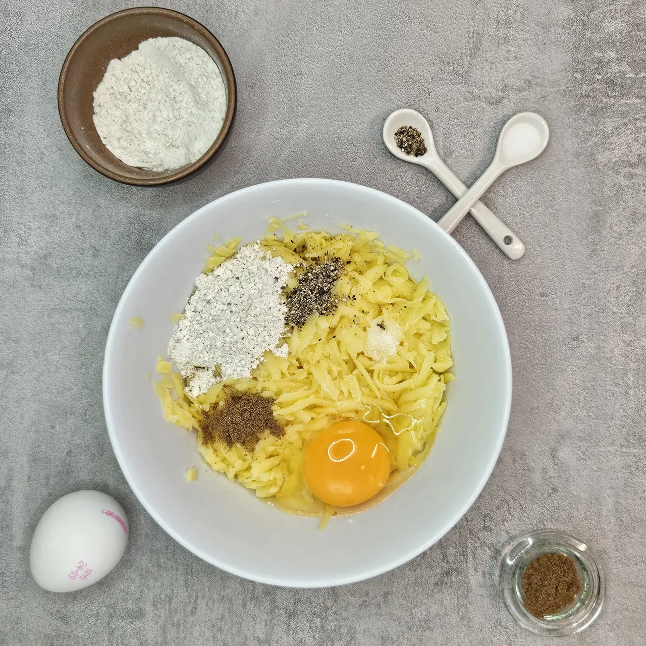 Step 2 of Czech Sousedka Potato Pancake with Smoked Ham and Sauerkraut