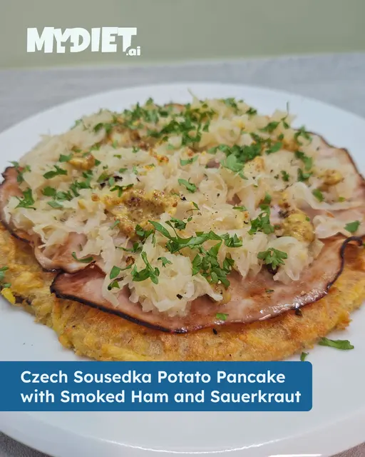 Czech Sousedka Potato Pancake with Smoked Ham and Sauerkraut