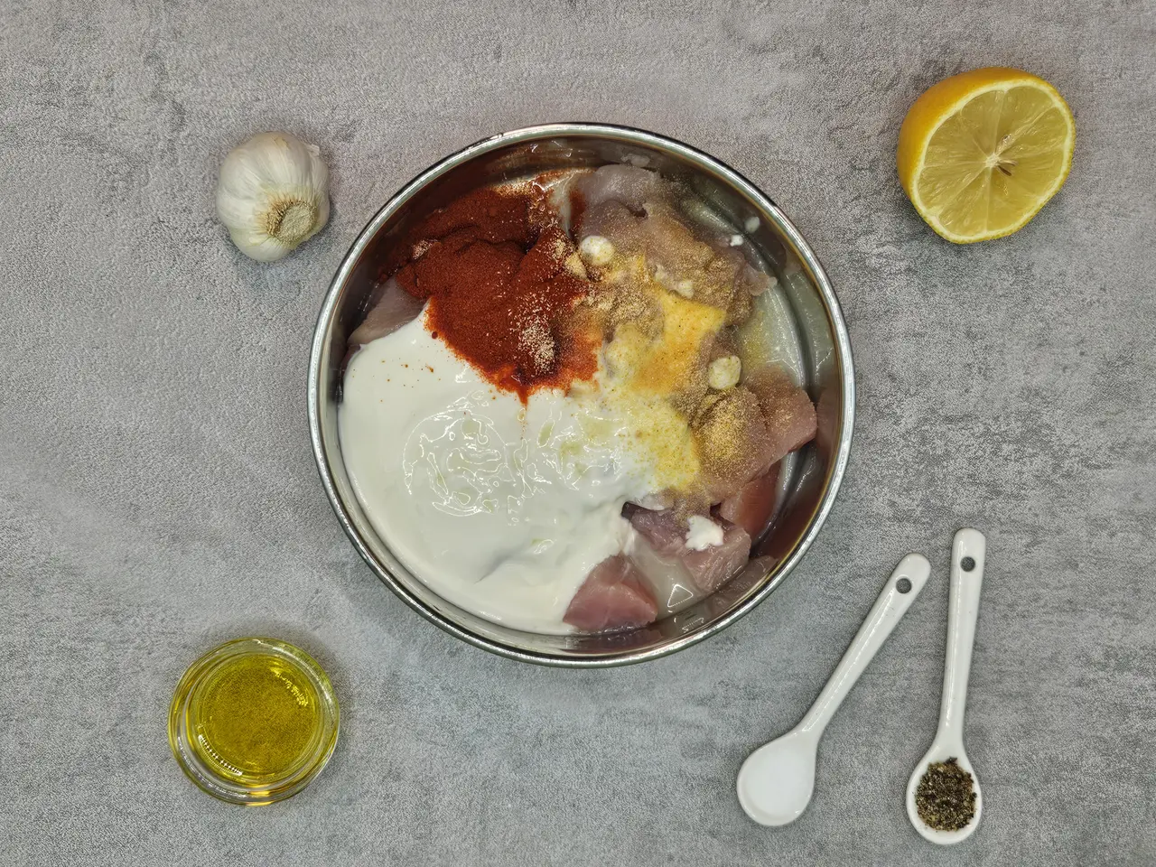 Step 1 of Air-Fried Turkey Tawook with Tahini Salad
