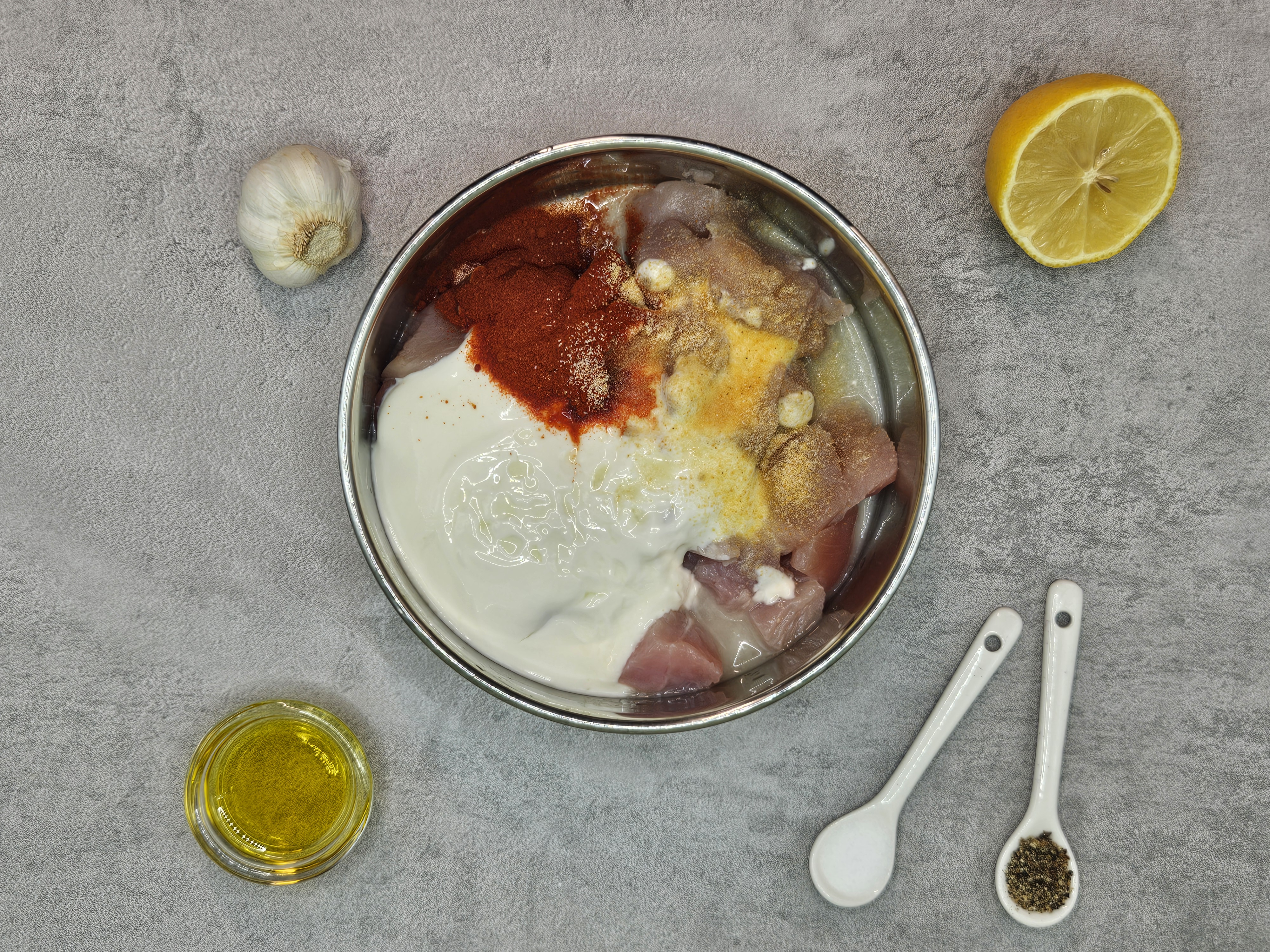 Step 1 of Air-Fried Turkey Tawook with Tahini Salad
