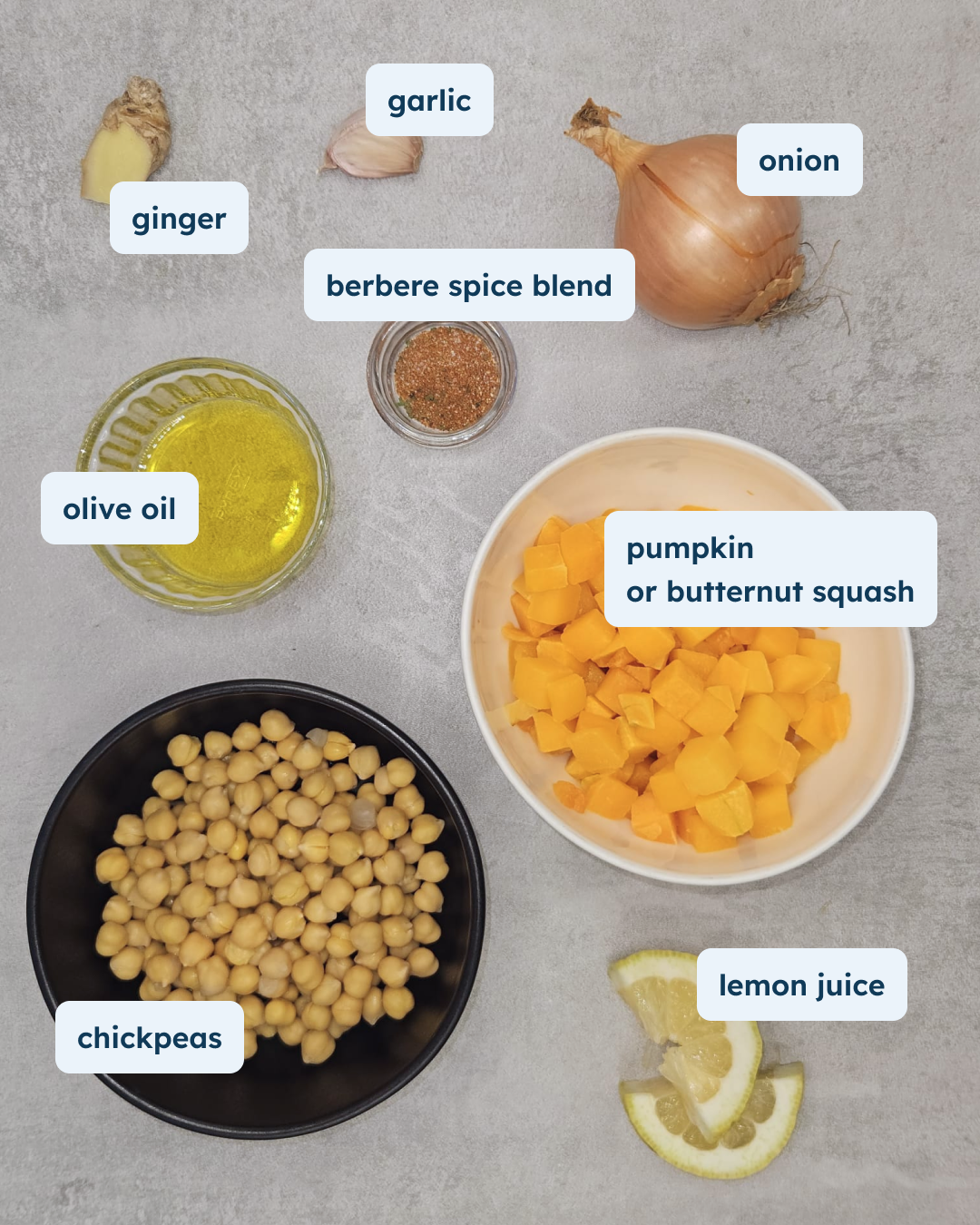 Duba Wat Spiced Pumpkin and Chickpea Stew, alternate view