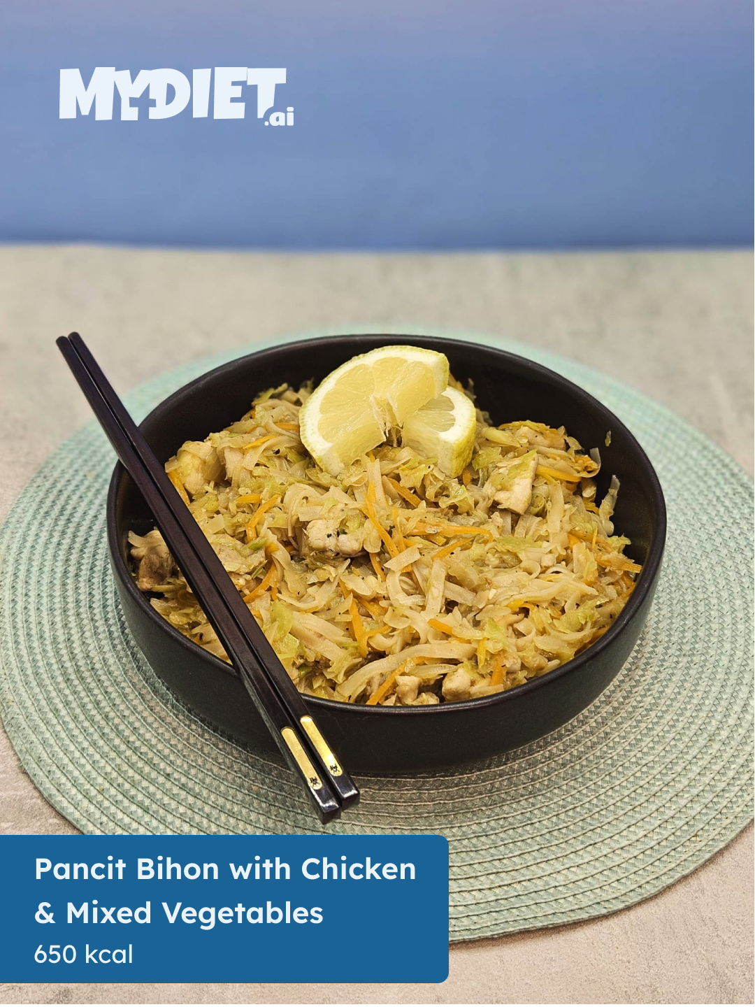 Pancit Bihon with Chicken and Mixed Vegetables