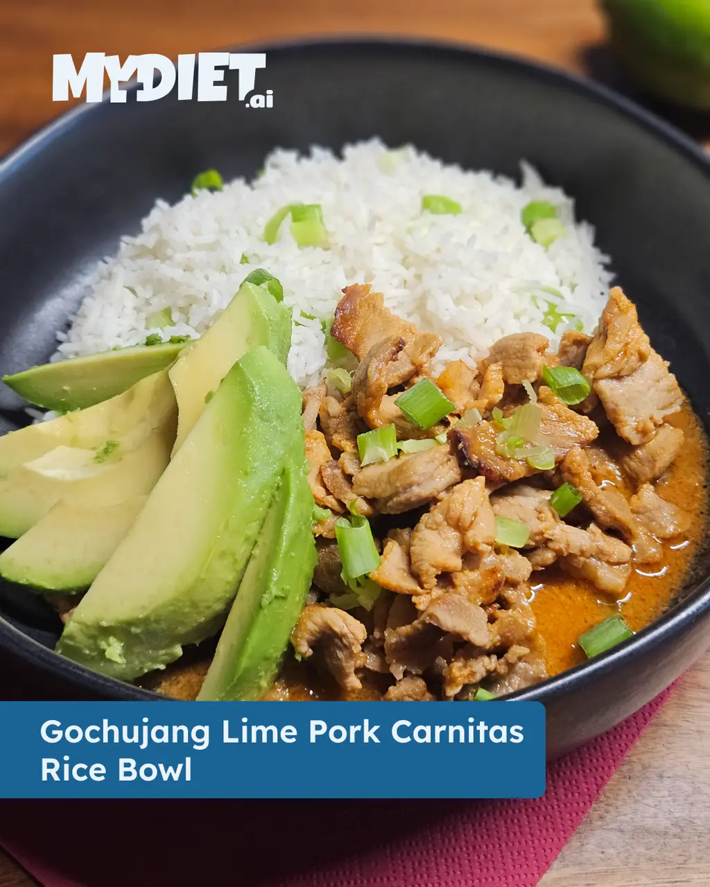 Gochujang Lime Pork Carnitas Rice Bowl