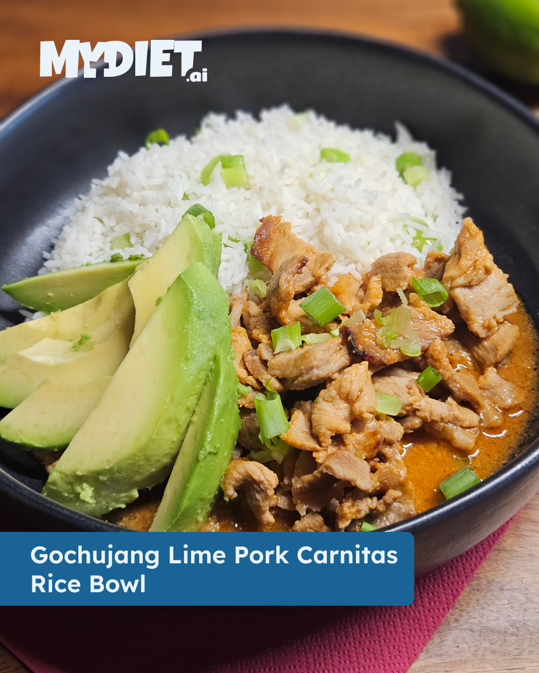 Gochujang Lime Pork Carnitas Rice Bowl