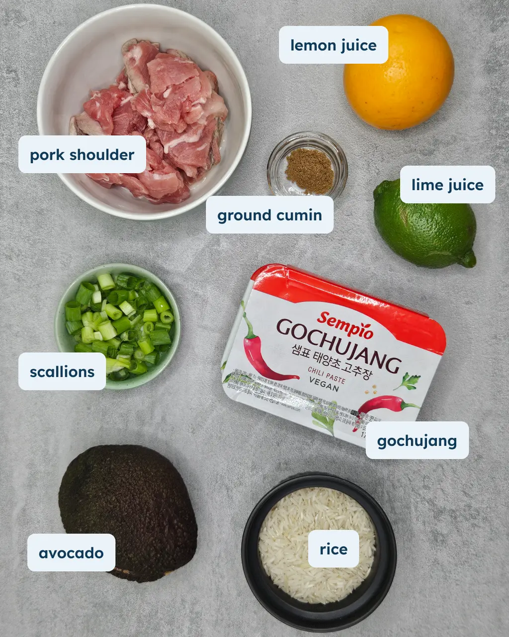 Gochujang Lime Pork Carnitas Rice Bowl, alternate view