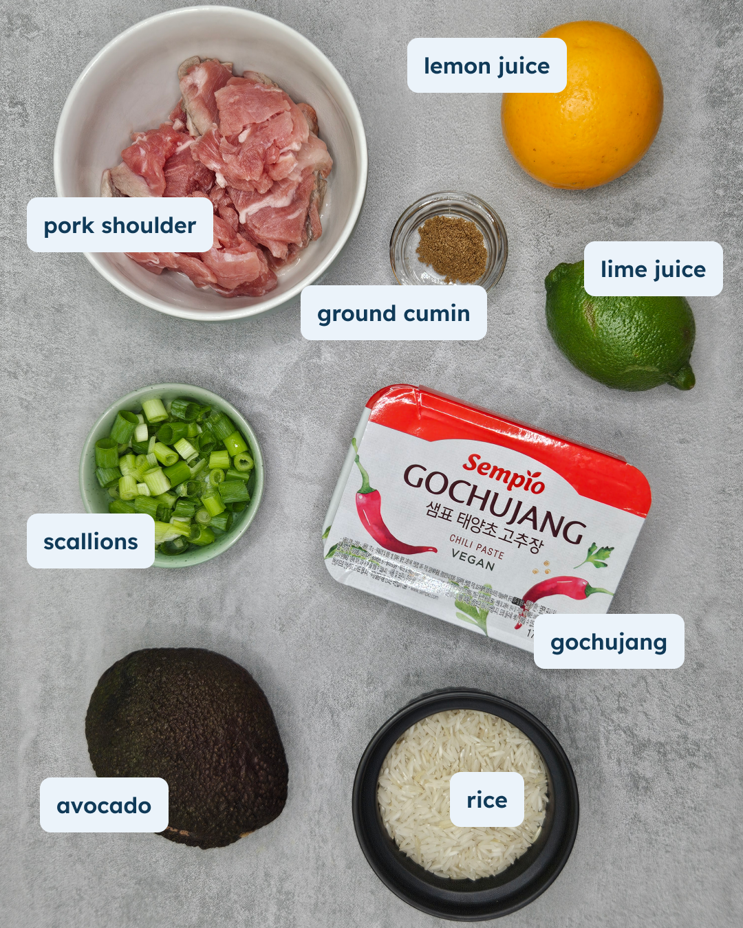 Gochujang Lime Pork Carnitas Rice Bowl, alternate view