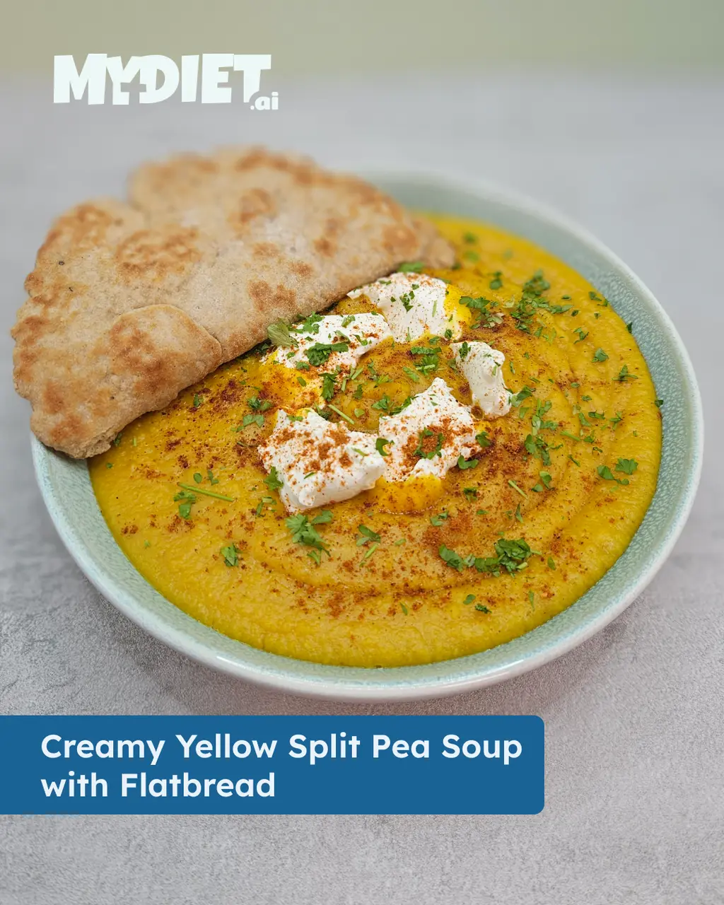 Creamy Yellow Split Pea Soup with Flatbread