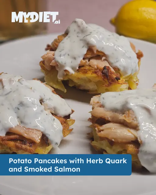 Potato Pancakes with Herb Quark and Smoked Salmon