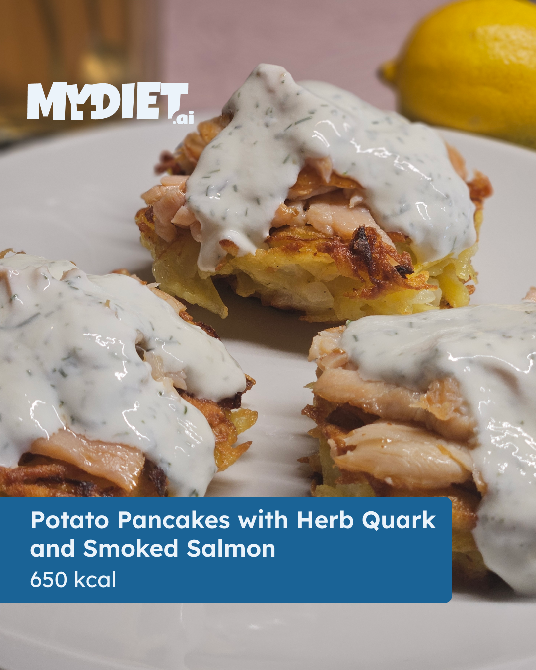 Potato Pancakes with Herb Quark and Smoked Salmon