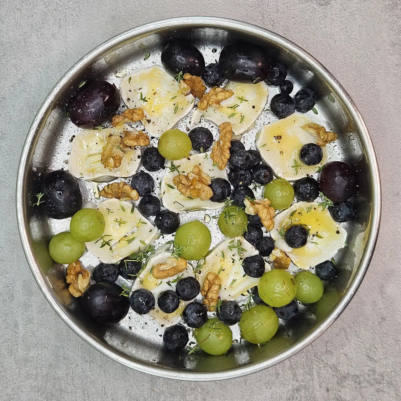 Step 2 of Baked Goat Cheese with Grapes, Thyme, and Walnuts
