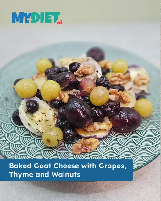 Baked Goat Cheese with Grapes, Thyme, and Walnuts