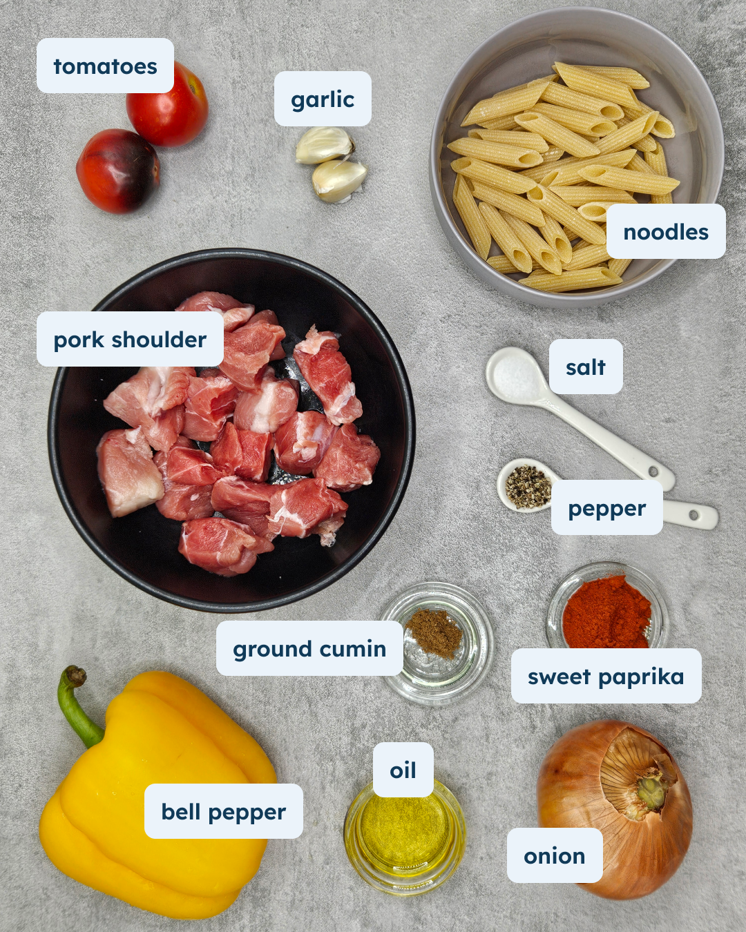 Traditional Hungarian Pork Stew with Noodles, alternate view