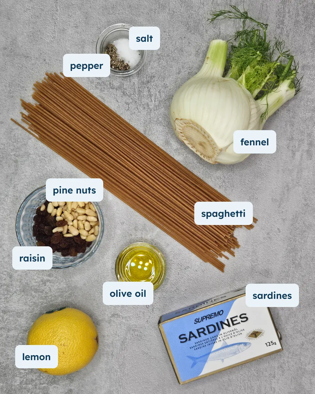 Sicilian Pasta with Sardines and Fennel, alternate view