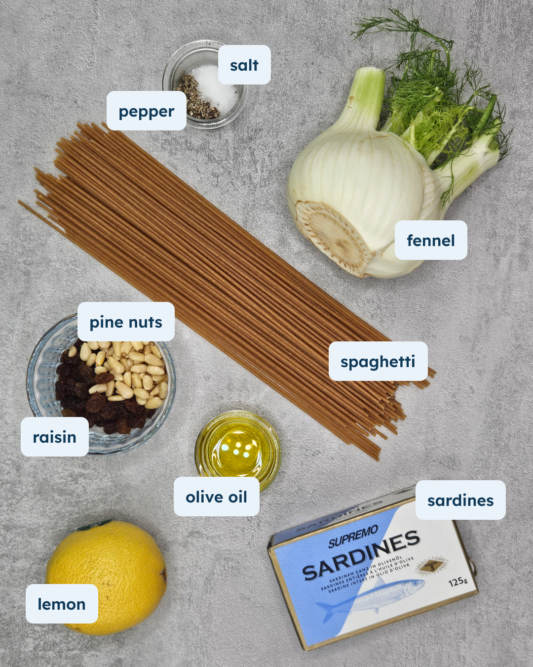 Sicilian Pasta with Sardines and Fennel, alternate view