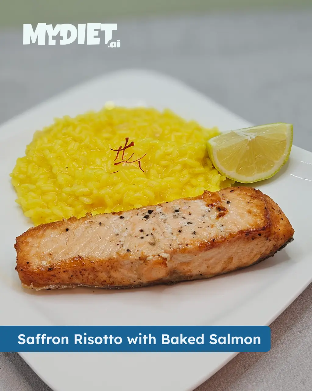 Saffron Risotto with Baked Salmon