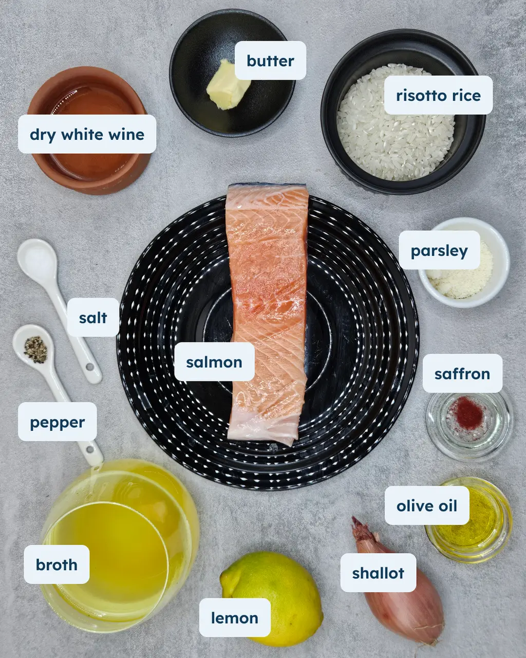 Saffron Risotto with Baked Salmon, alternate view