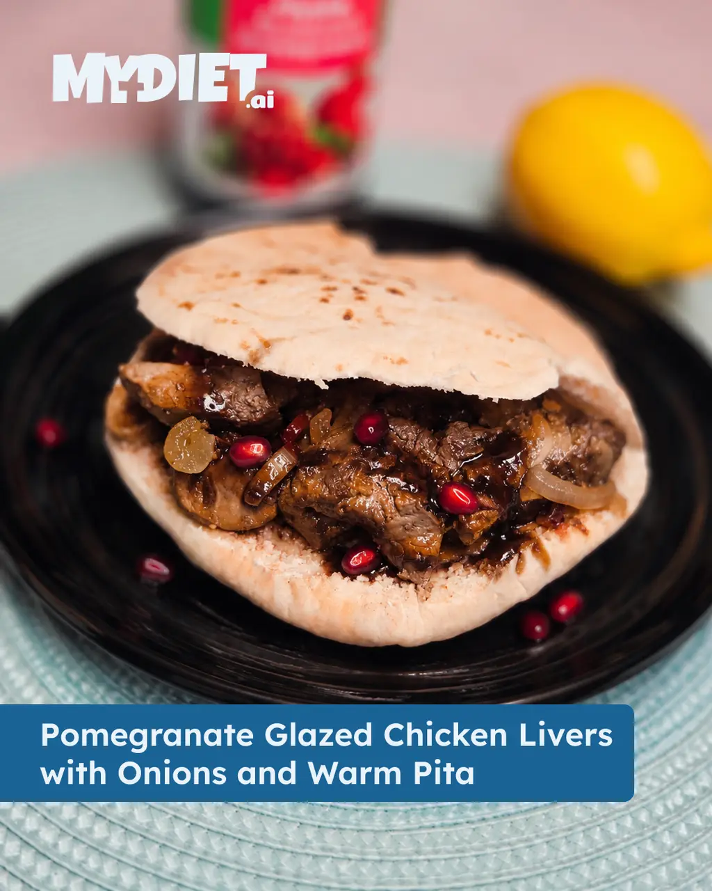 Pomegranate Glazed Chicken Livers with Onions and Warm Pita