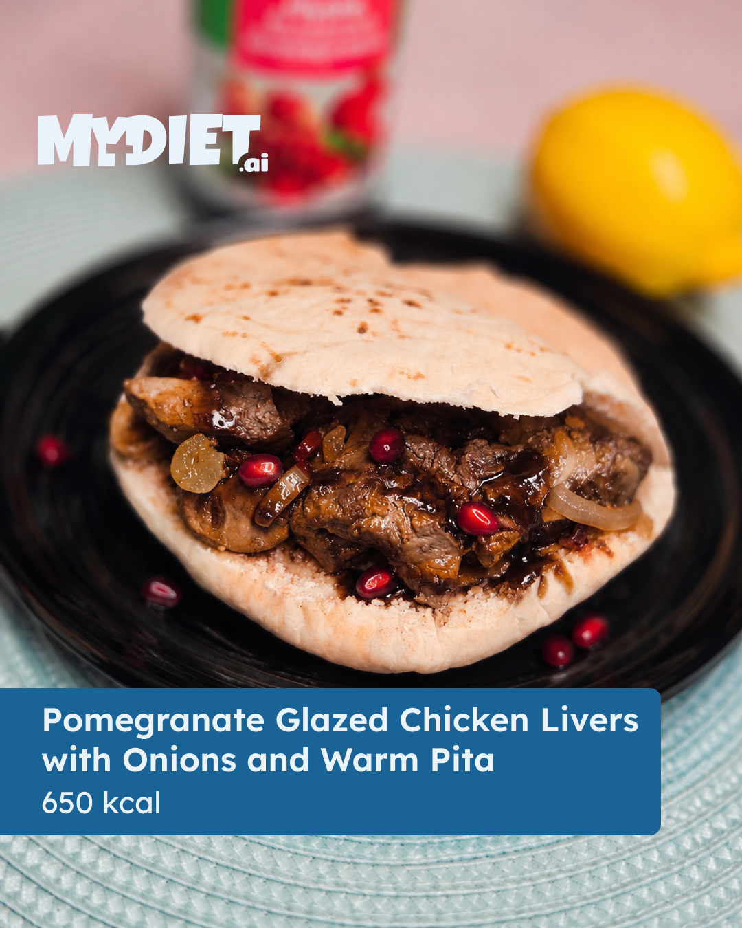 Pomegranate Glazed Chicken Livers with Onions and Warm Pita