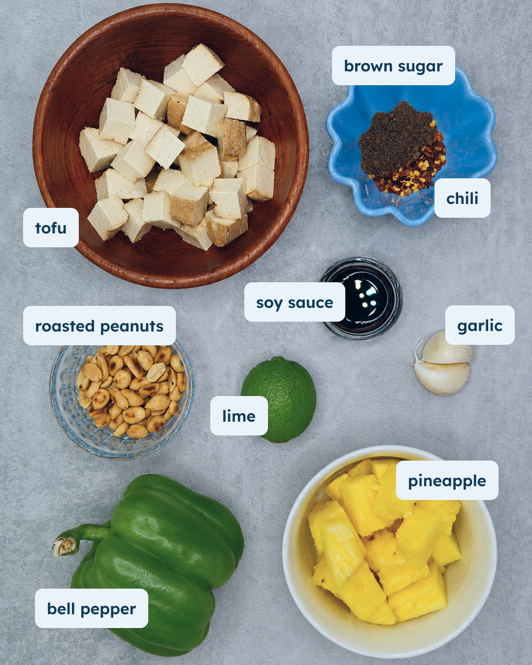 Pineapple Peanut Tofu Stir Fry, alternate view