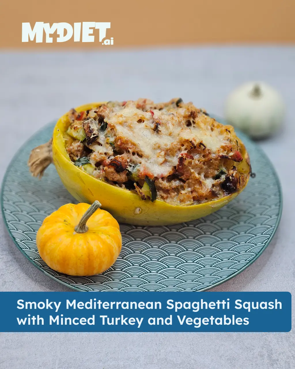 Smoky Mediterranean Spaghetti Squash with Minced Turkey and Vegetables
