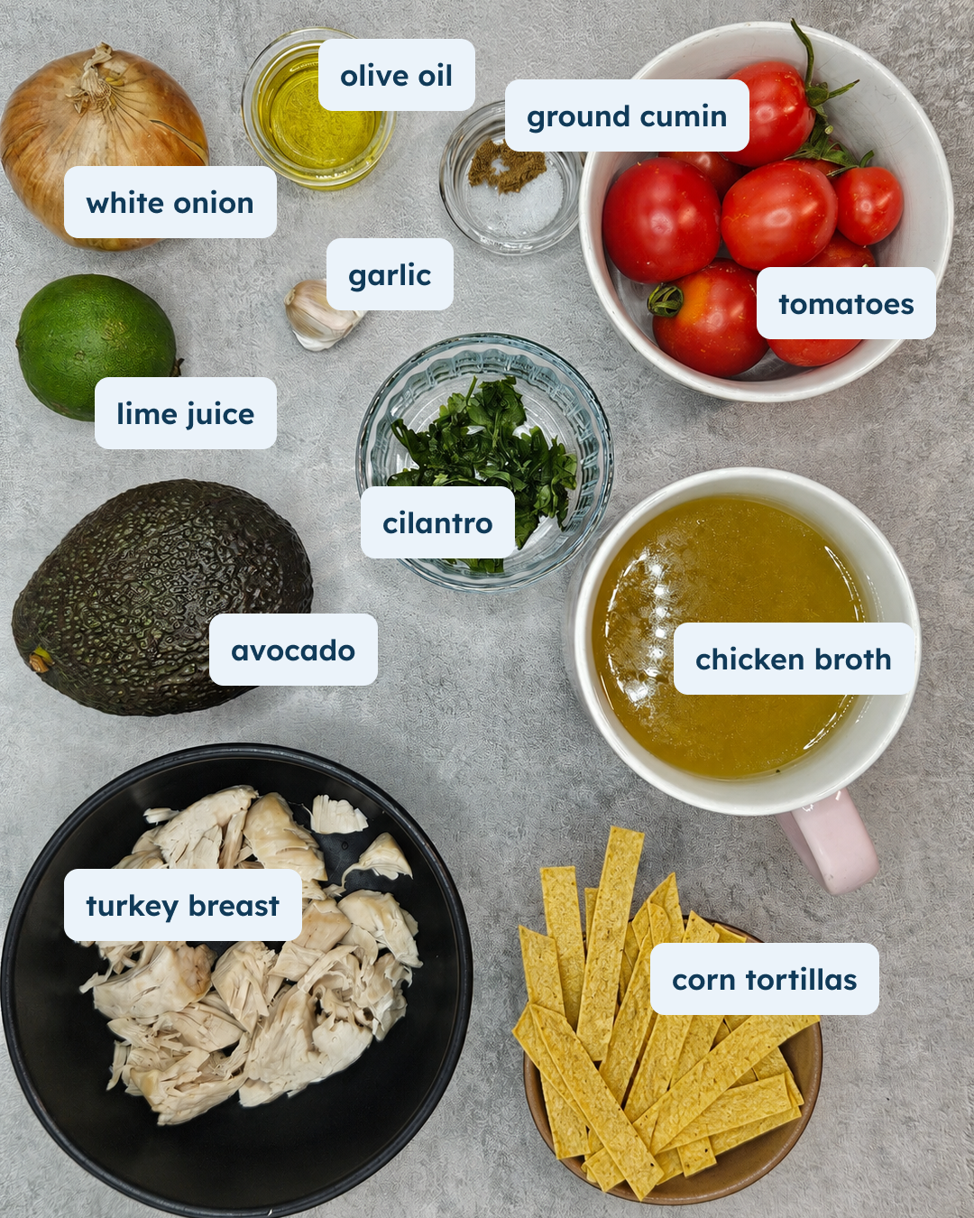 Sopa de Lima with Turkey and Crisp Tortilla Strips, alternate view