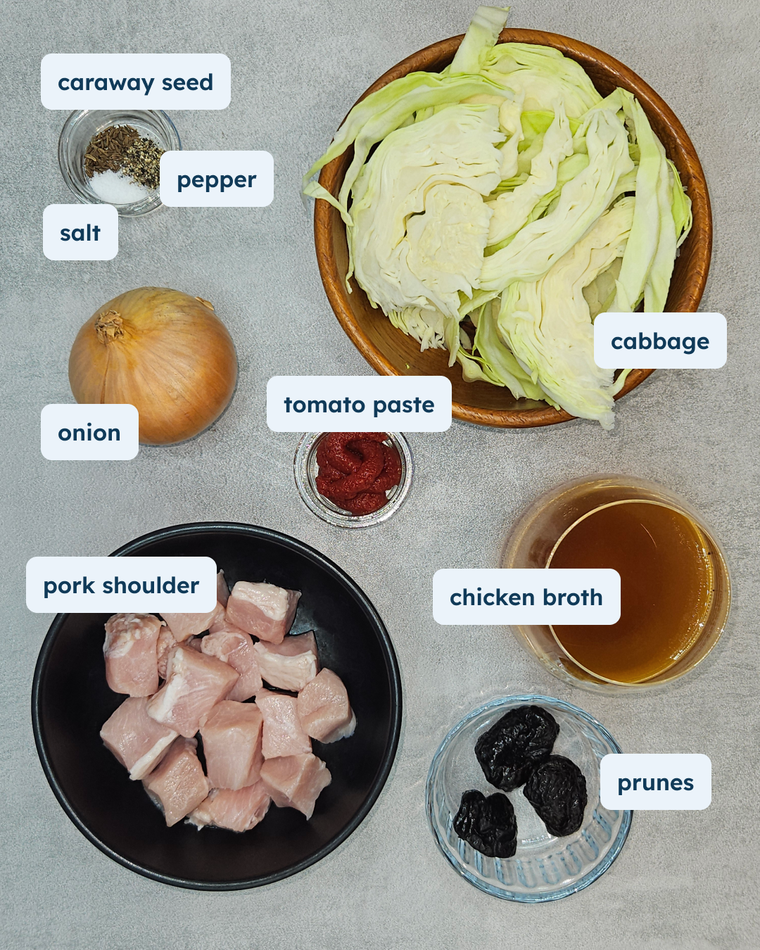 Braised Cabbage with Pork and Prunes, alternate view
