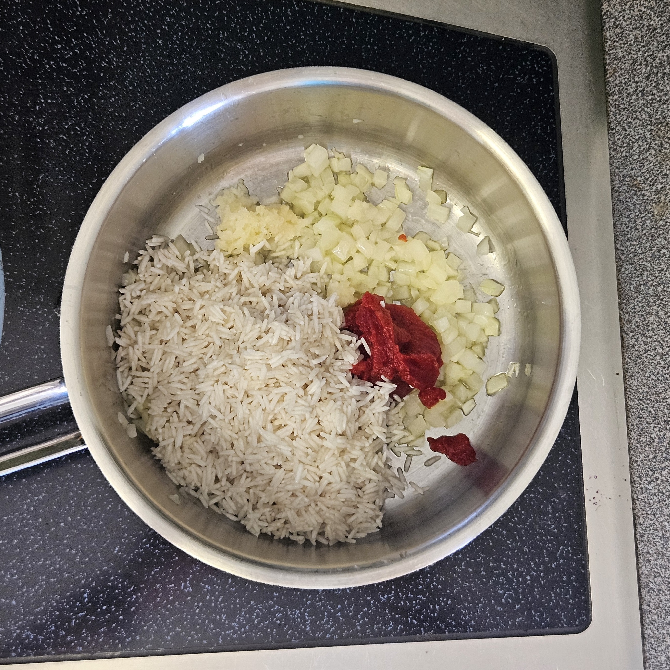 Step 2 of Tomato Rice with Seared Tuna and Herb Oil