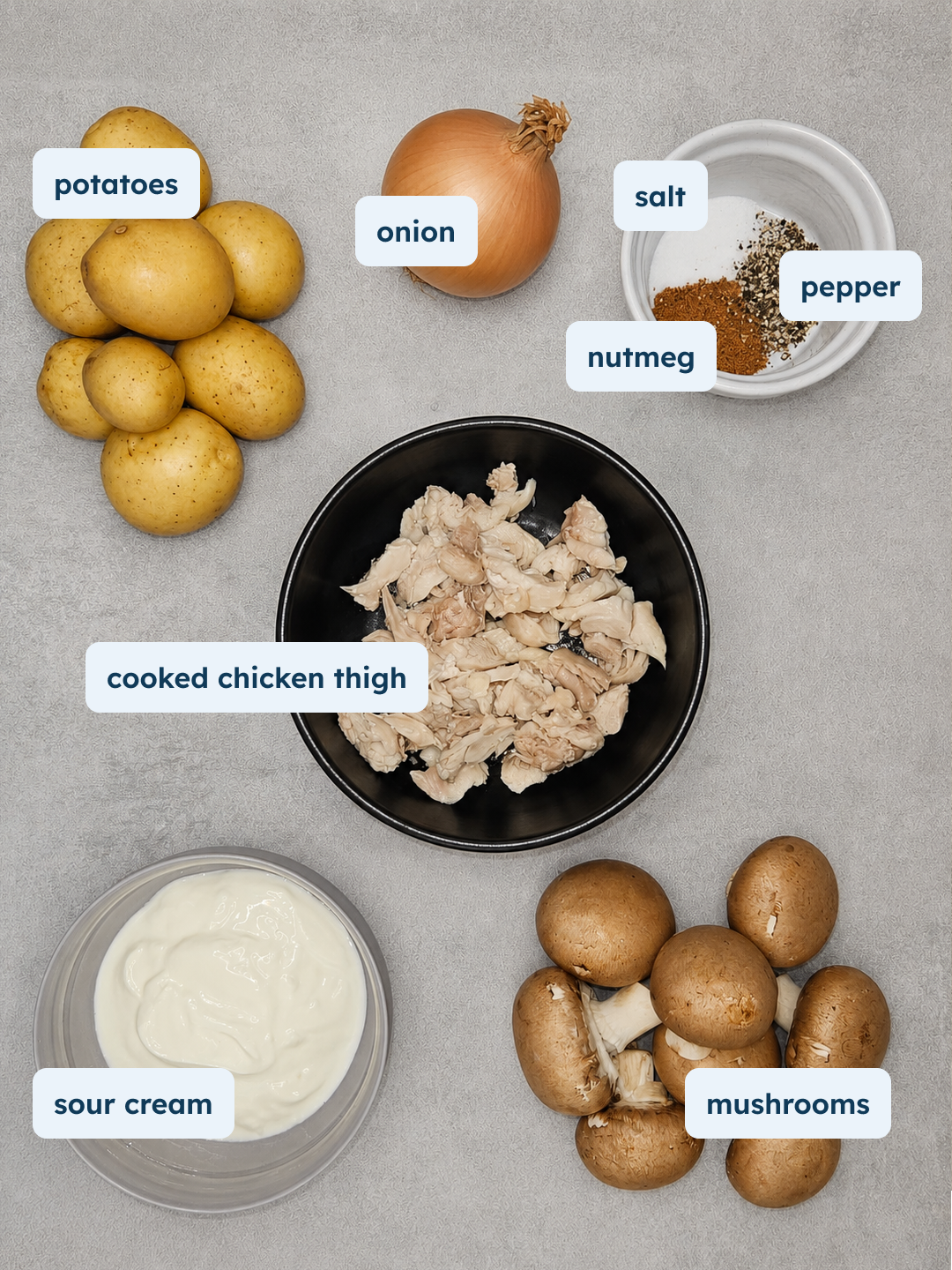 Chicken and Mushroom Julienne Stuffed Potato With Sour Cream, alternate view