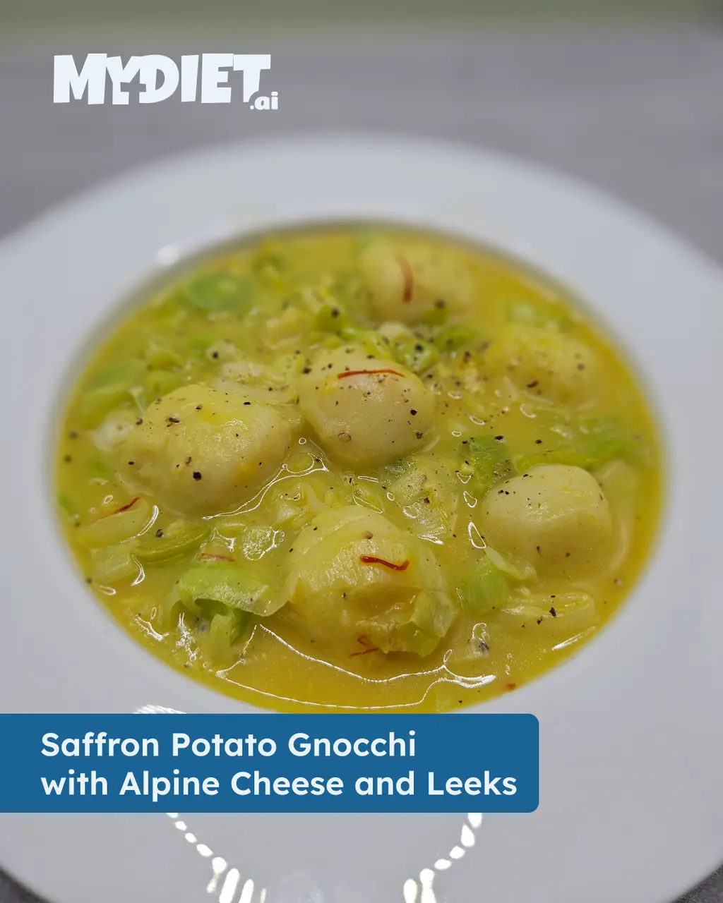Saffron Potato Gnocchi with Alpine Cheese and Leeks